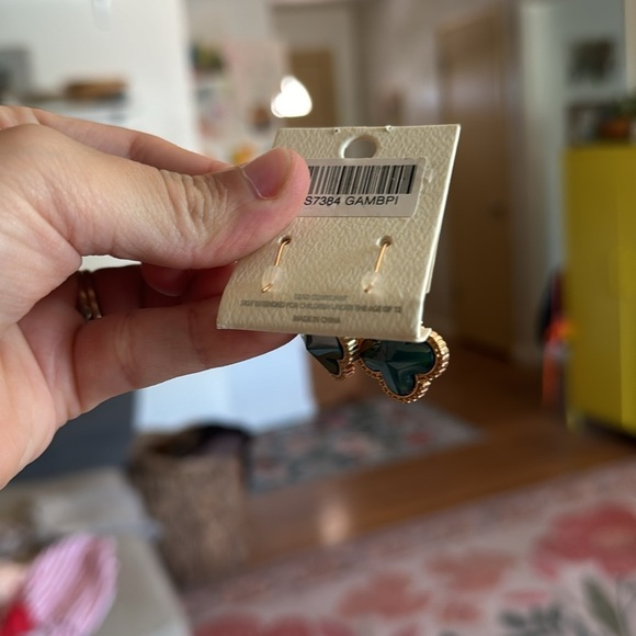 Mia collection Yellow Blue Double Sides Clover Dangle Earrings Costume - Picture 3 of 3